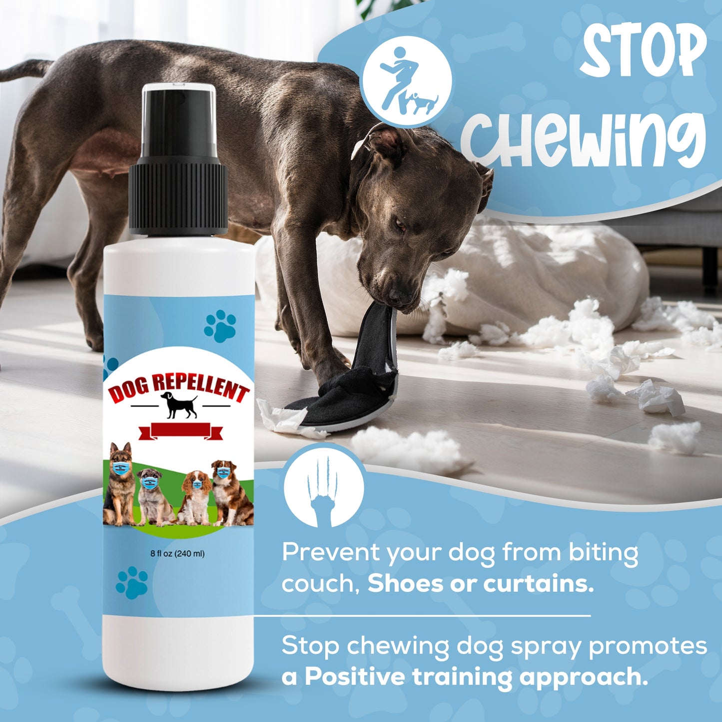 DOG REPELLENT For Furniture, No Chew Spray for Dogs, Dog Potty Training, Pet Repellent Educator 8oz