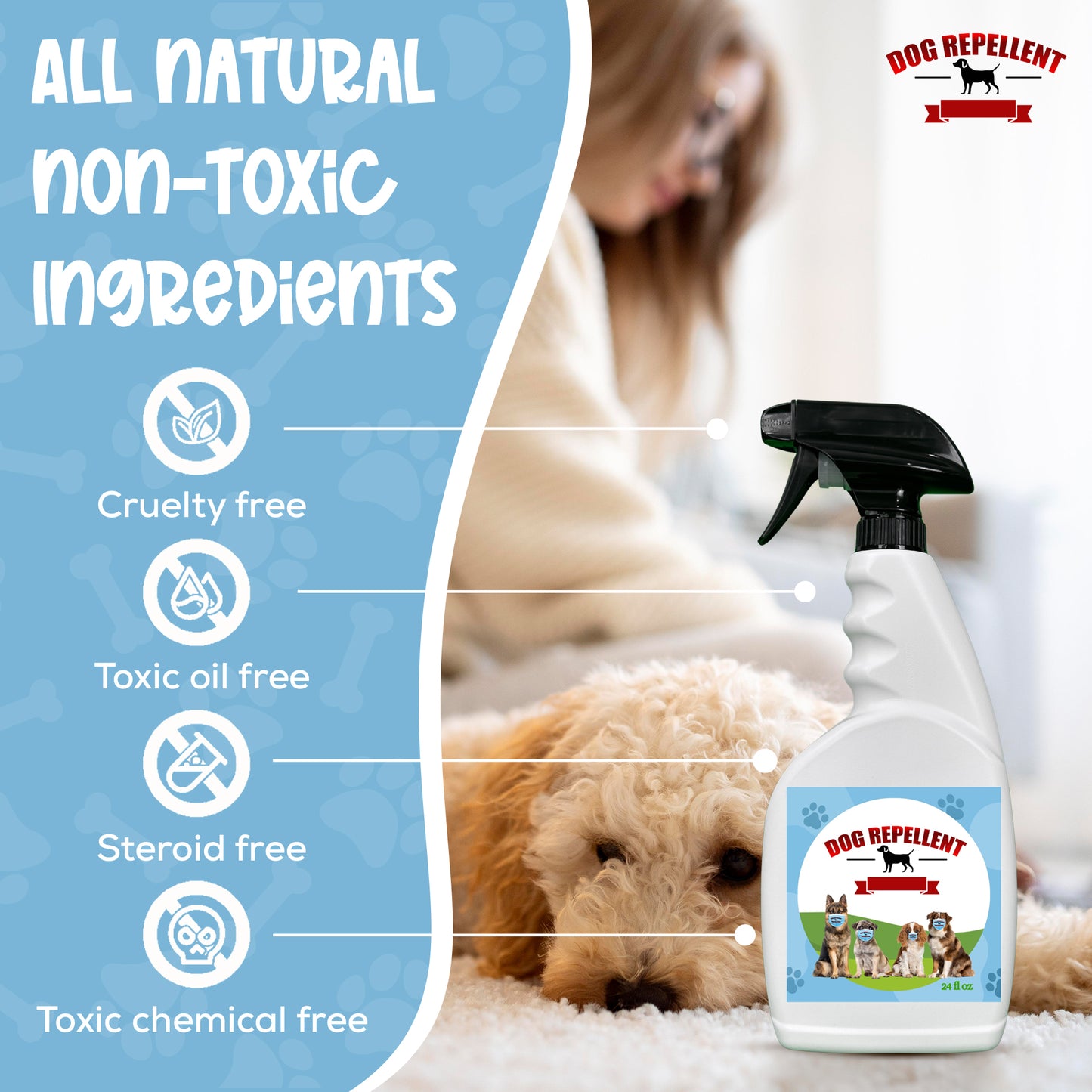 DOG REPELLENT, Potty Training and Stop Chewing Spray, 24 oz