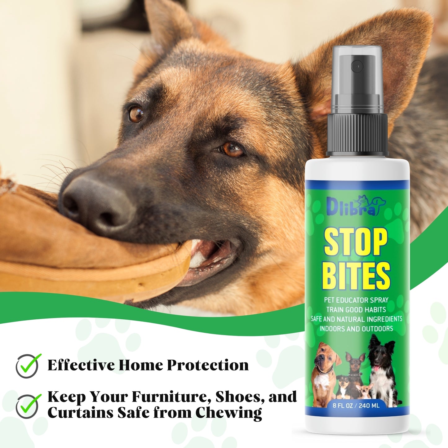 Stop Bites - Dog Training Spray | Prevents Chewing & Marking | Natural Formula | 8 oz